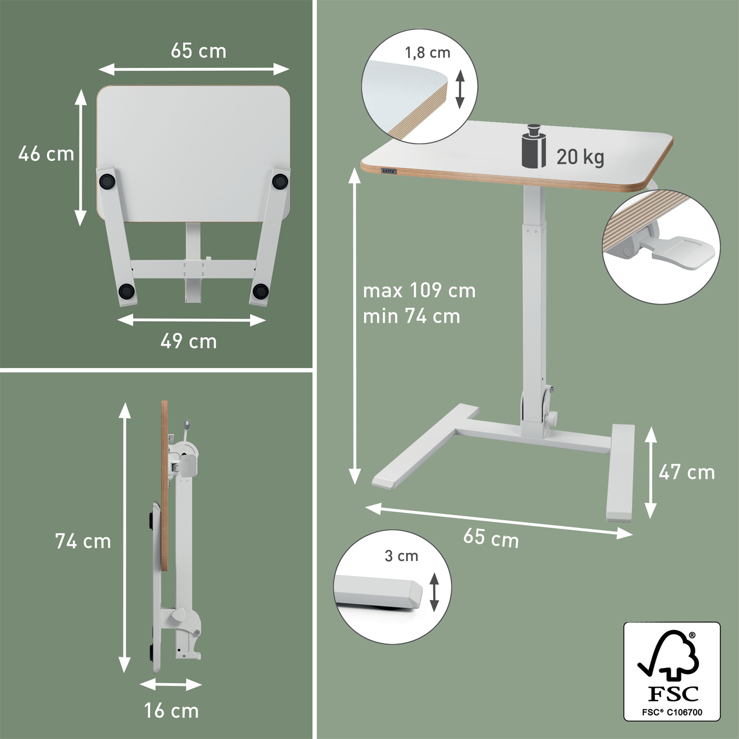Birou Ergonomic Pliabil Ajustabil Pe Inaltime Ergo Leitz