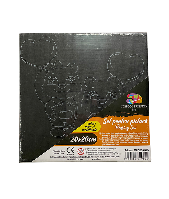 Panza Predesenata Pe Sasiu Neagra 20 X 20cm Urs Sf Art Pigna