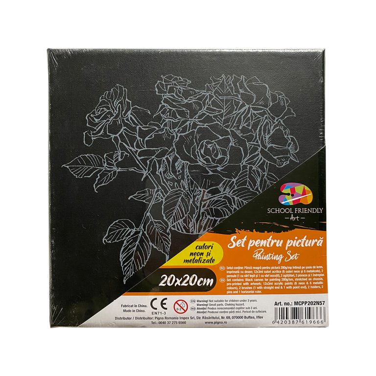 Panza Predesenata Pe Sasiu Neagra 20 X 20cm Trandafiri Sf Art Pigna