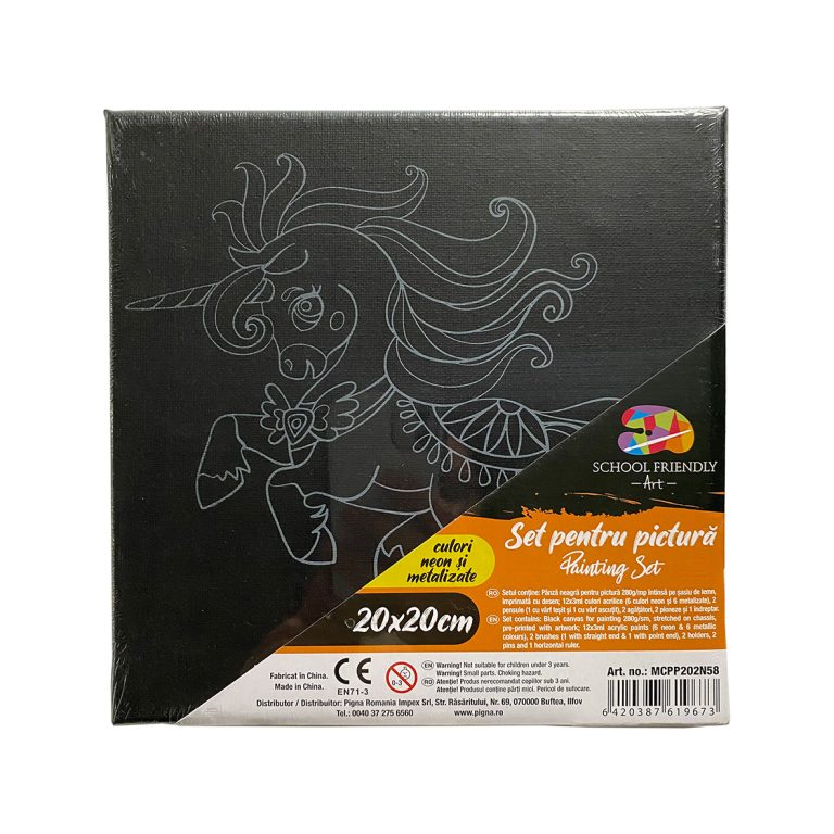 Panza Predesenata Pe Sasiu Neagra 20 X 20cm Unicorni 2 Sf Art Pigna