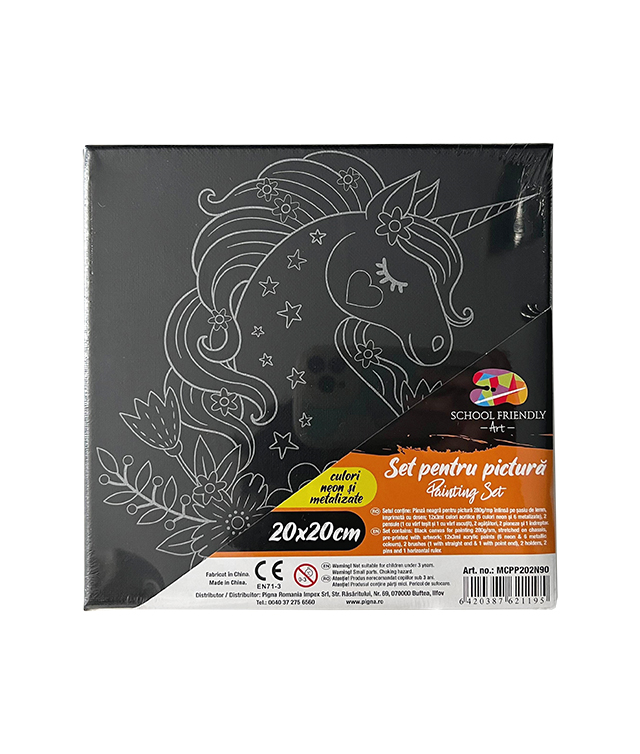 Panza Predesenata Pe Sasiu Neagra 20*20cm Unicorn Sf Art Pigna