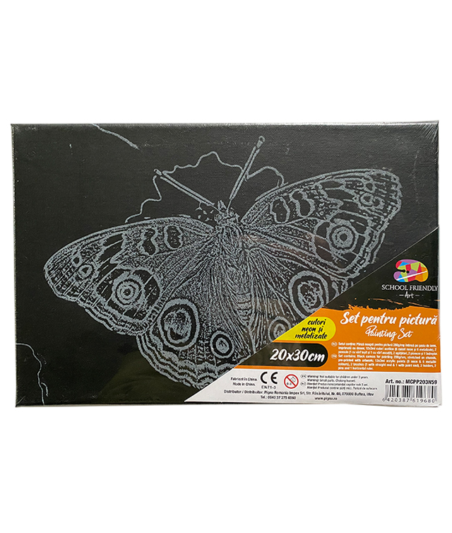 Panza Predesenata Pe Sasiu Neagra 20 X 30cm Fluturi 2 Sf Art Pigna