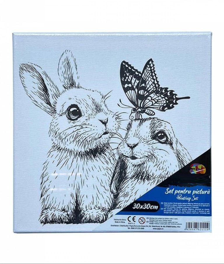 Panza Predesenata Pe Sasiu 30*30cm Iepurasi Sf Art Pigna