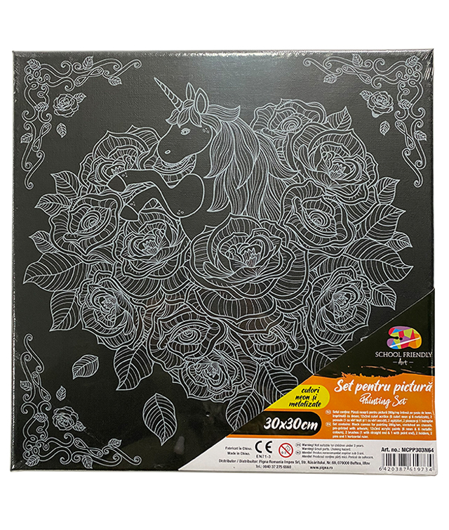 Panza Predesenata Pe Sasiu Neagra 30 X 30cm Unicorn Sf Art Pigna