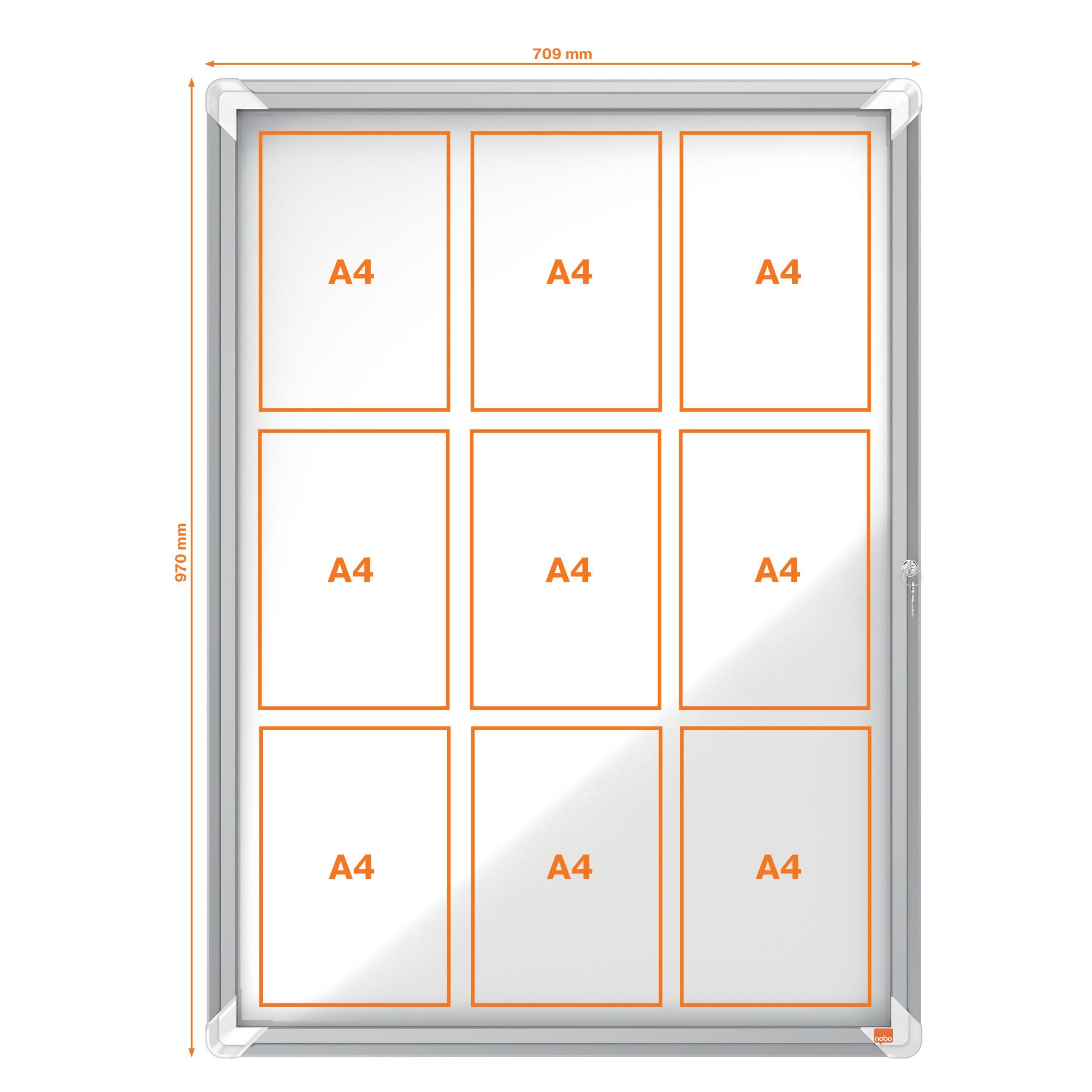 Avizier Magnetic 9 X A4 Carcasa Pt Interior Metalica Nobo