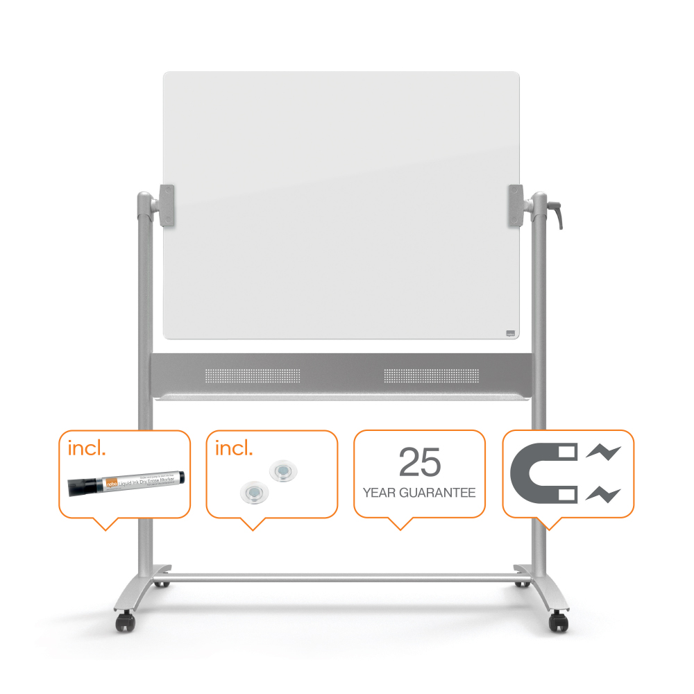 Whiteboard Magnetic Mobil Sticla 90*120cm Diamond Nobo