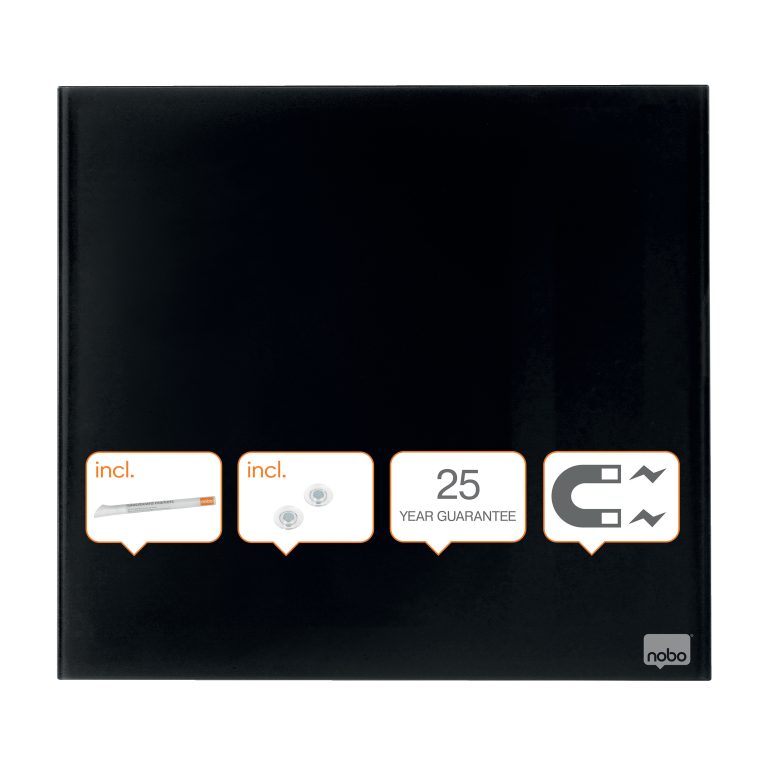 Tabla Magnetica Sticla 30*30cm Neagra+Accesorii Diamond Nobo