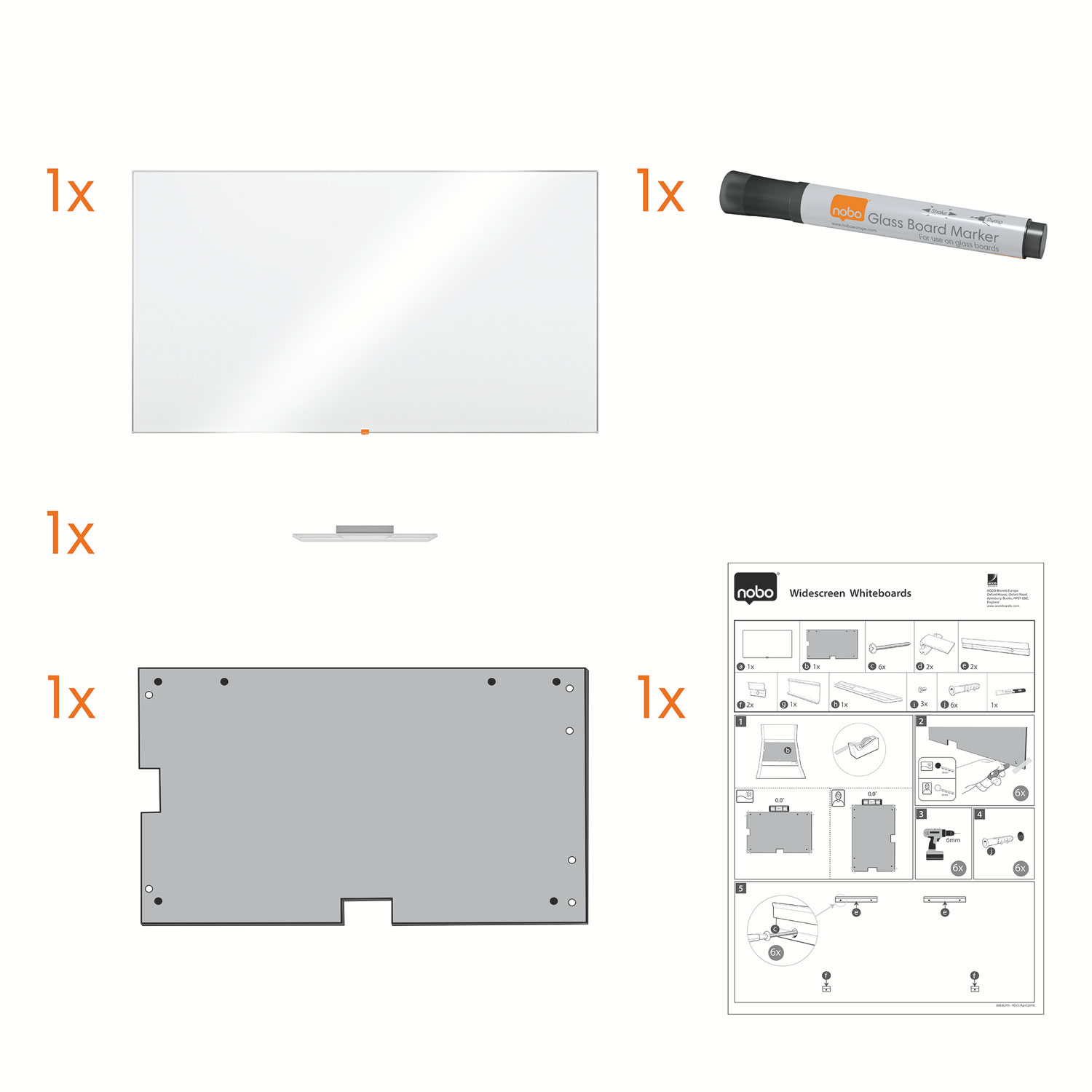 Whiteboard Magnetic Widescreen 70"(1561*883mm) Nano Clean Nobo