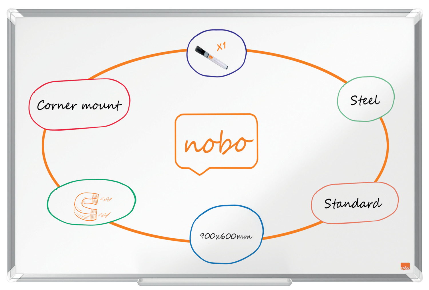 Whiteboard Magnetic Otel Lacuit 60*90cm Premium Plus Nobo