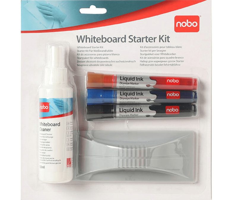 Kit Whiteboard 3 Markere+Burete Magnetic+Spray Curatare 125ml Nobo