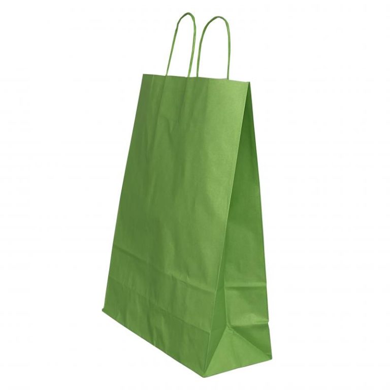 Punga Hartie Maner Rasucit 22 X 10 X 31cm Verde/Alb Papiroti