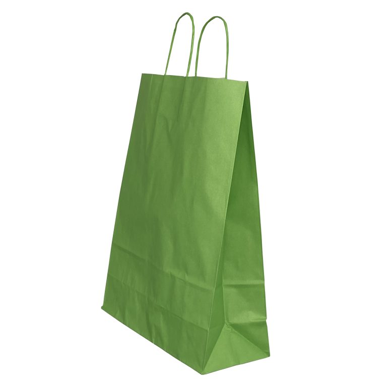 Punga Hartie Maner Rasucit 26 X 12 X 35cm Verde/Alb Papiroti