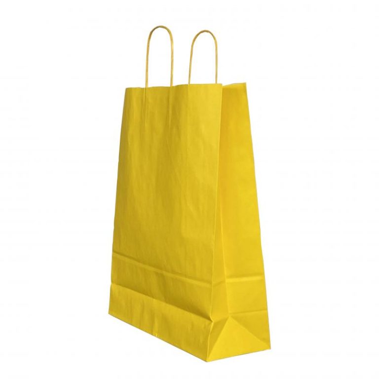 Punga Hartie Maner Rasucit 18 X 8 X 22cm Galben/Alb Papiroti
