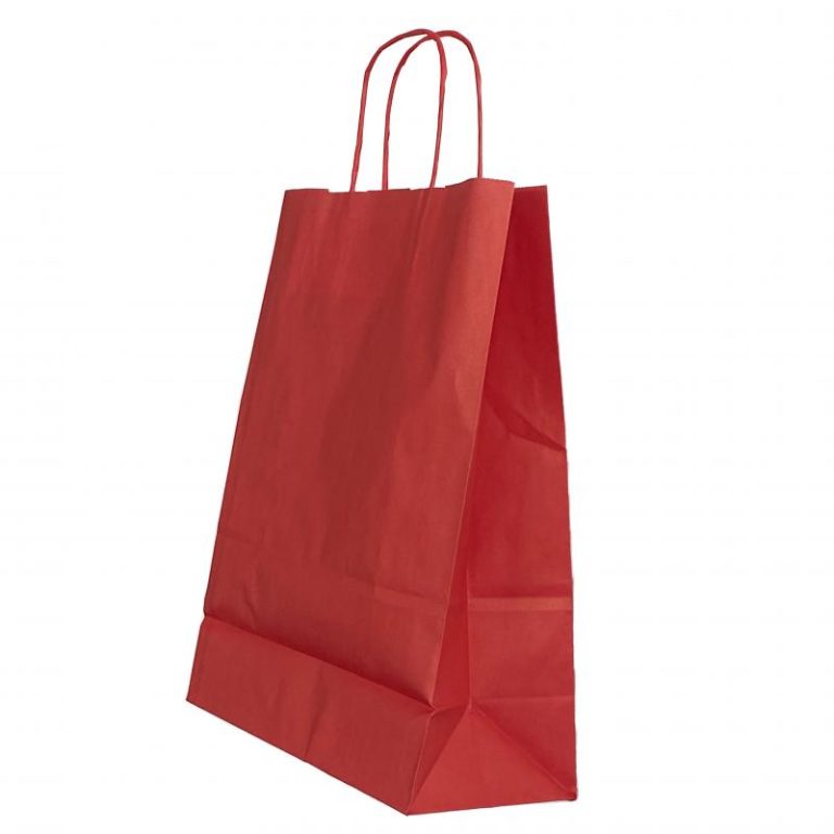 Punga Hartie Maner Rasucit 14 X 8 X 21cm Rosu/Alb Papiroti