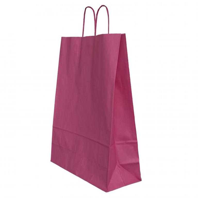 Punga Hartie Maner Rasucit 18 X 8 X 22cm Roz/Alb Papiroti