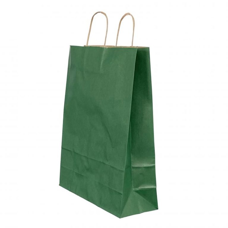 Punga Hartie Maner Rasucit 18 X 8 X 22cm Verde Dungi/Maro Papiroti