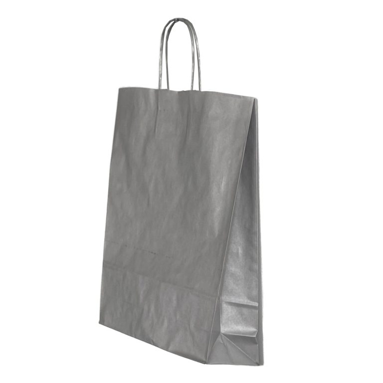Punga Hartie Maner Rasucit 26 X 12 X 35cm Argintiu/Alb Papiroti