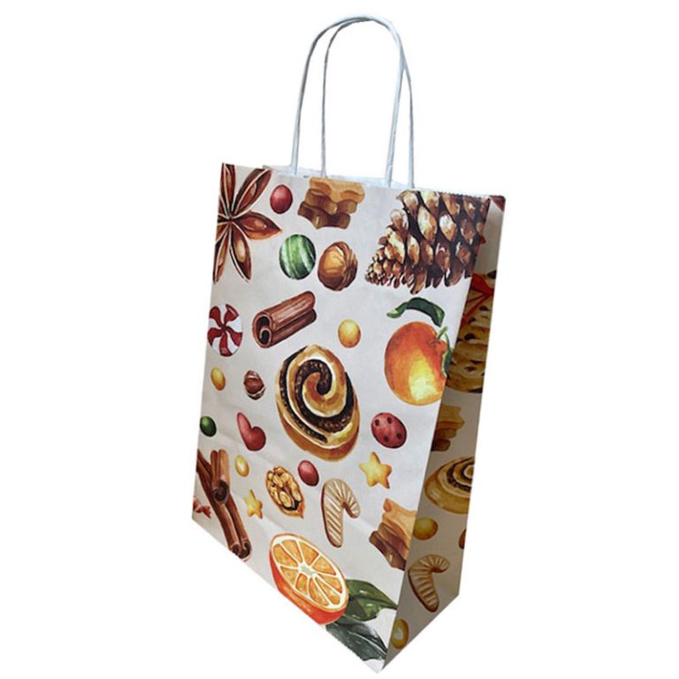 Punga Hartie Maner Rasucit 22 X 10 X 31cm Prajituri Craciun Papiroti