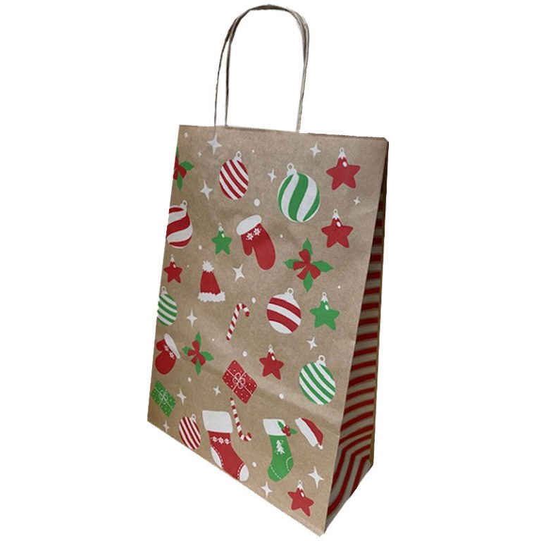 Punga Hartie Maner Rasucit 26 X 12 X 35cm Maro Glob Craciun Papiroti