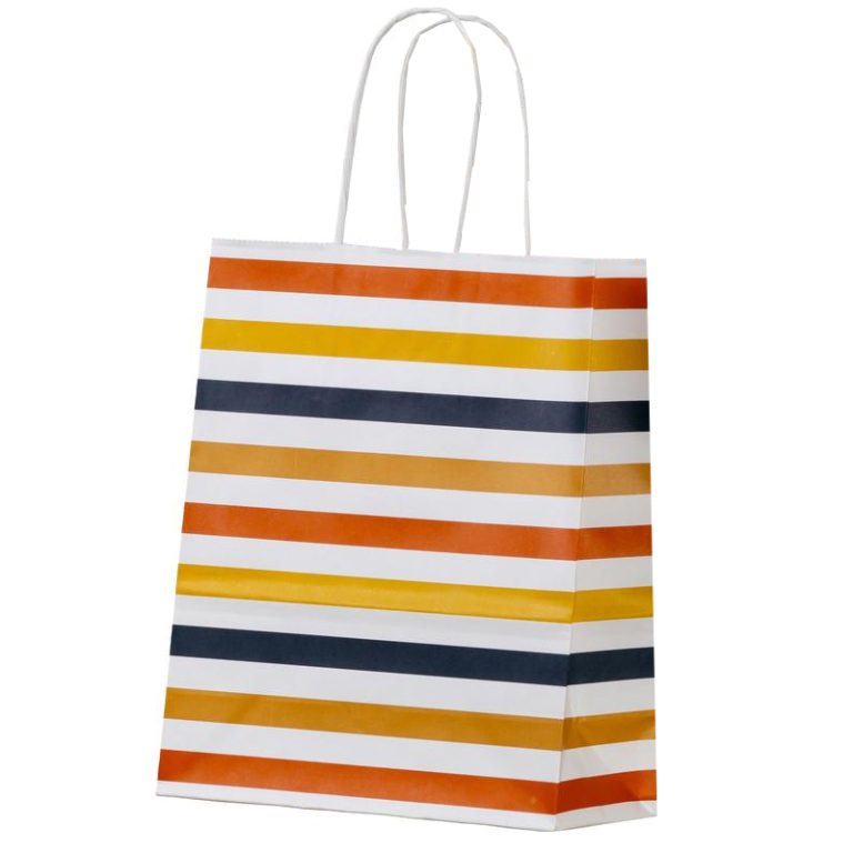 Punga Hartie Maner Rasucit 22 X 10 X 31cm Alb Striatii Papiroti