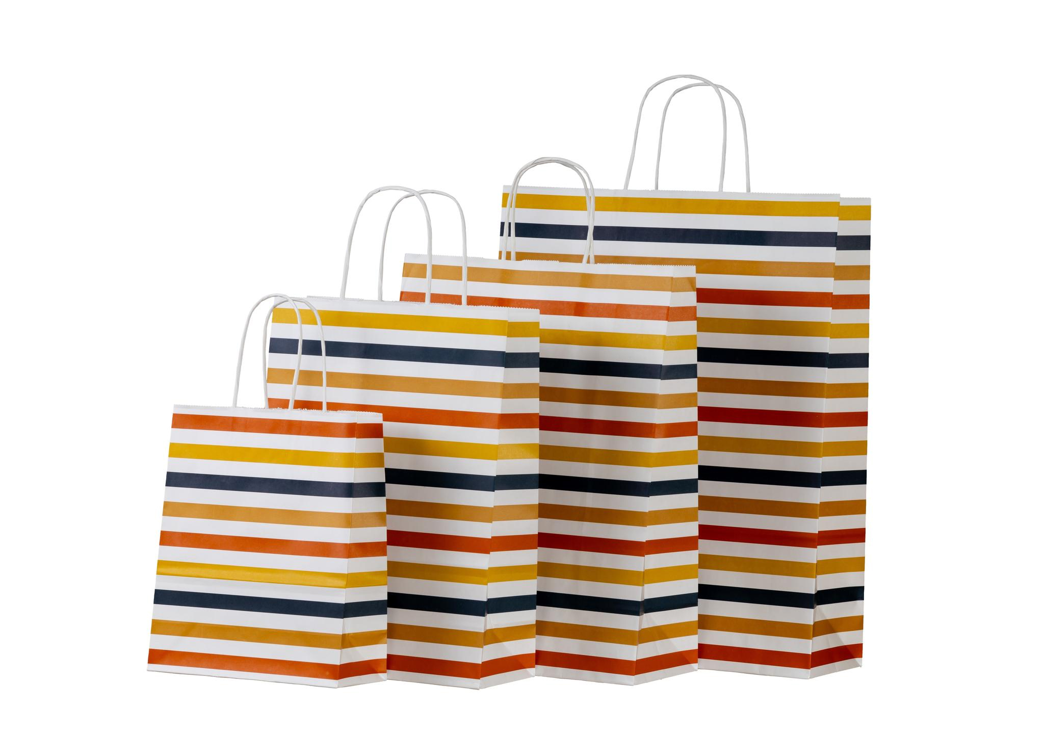 Punga Hartie Maner Rasucit 22 X 10 X 31cm Alb Striatii Papiroti