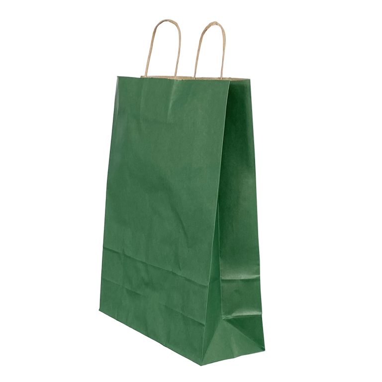 Punga Hartie Maner Rasucit 26 X 12 X 35cm Verde Dungi/Maro Papiroti