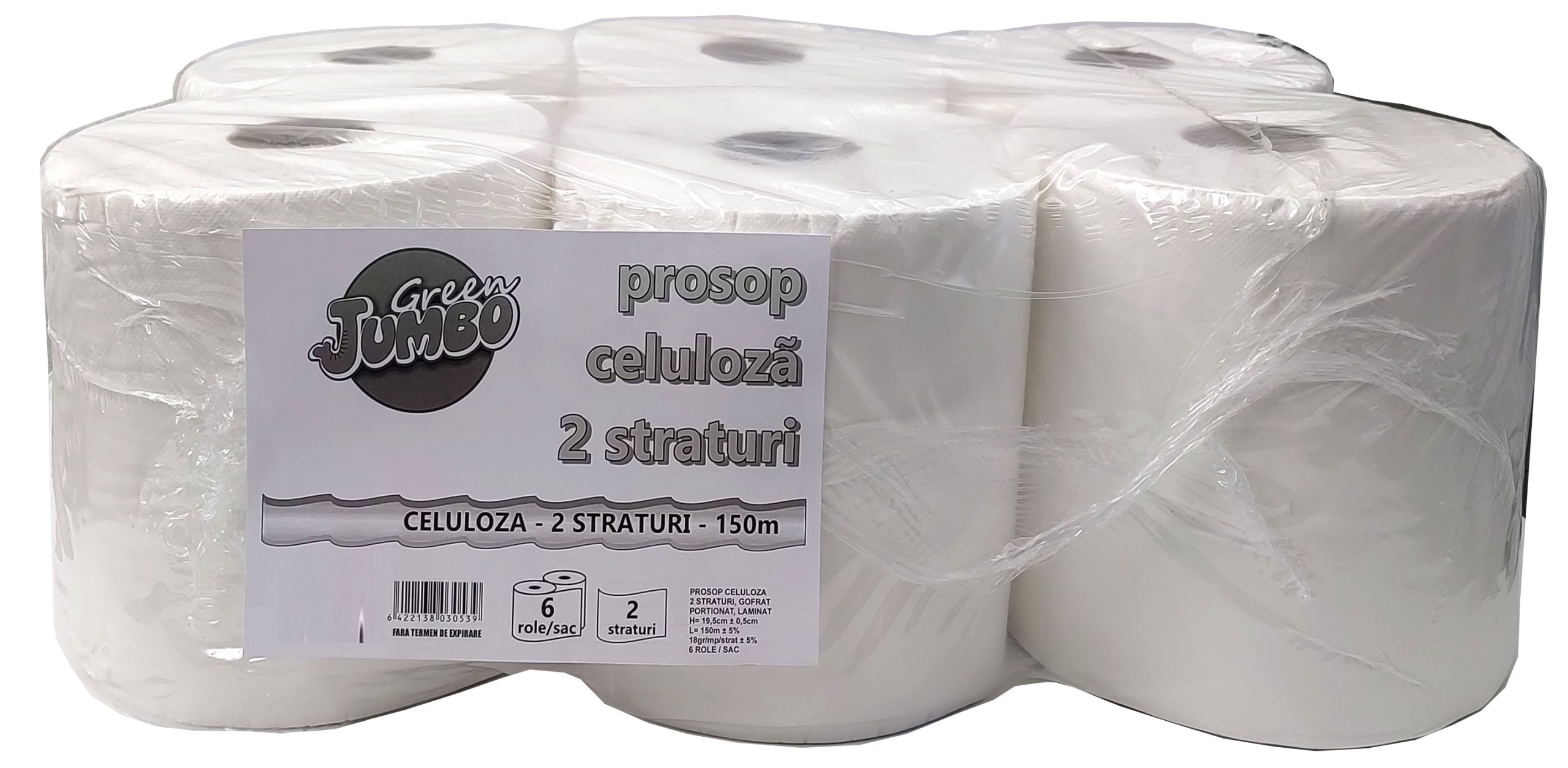 Prosop Hartie Alb Rola 2Str 150M 6/Set Green Jumbo