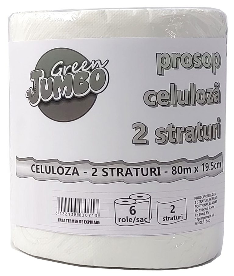 Prosop Hartie Alb Rola 2Str 80M 6/Set Green Jumbo