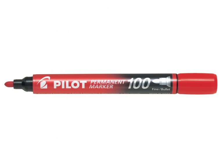 Marker Permanent Rosu Varf Rotund 3mm 100 Pilot