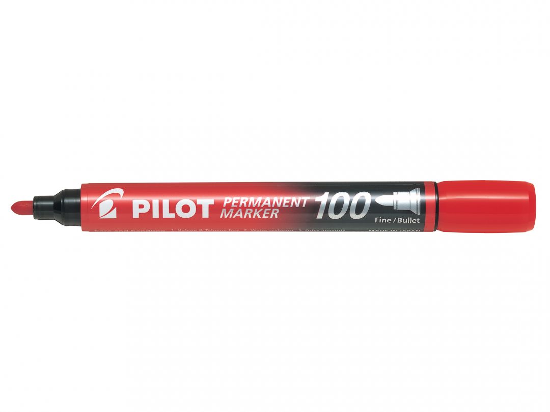 Marker Permanent Rosu Varf Rotund 3mm 100 Pilot