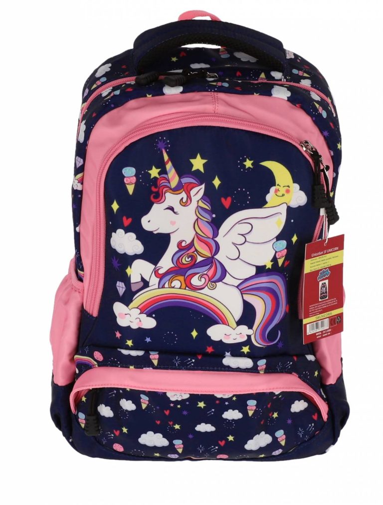 Ghiozdan Clasa 0 Unicorn Bleu Star 3 Fermoare Pigna