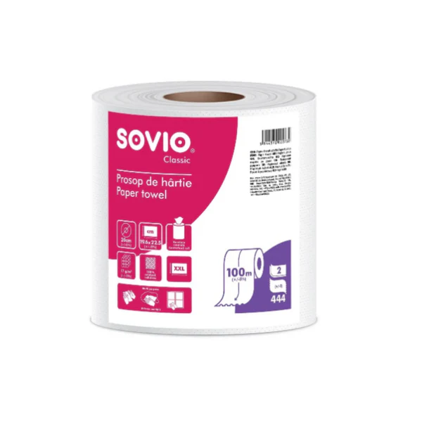 Prosop Monorola Sovio din hartie alba, 100m, 2 Straturi, 1 buc/bax