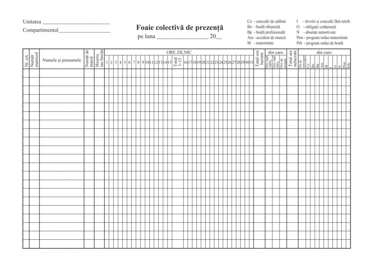 Foaie Colectiva De Prezenta