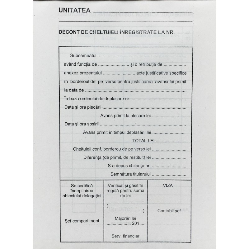 Decont De Cheltuieli Inregistrate A5