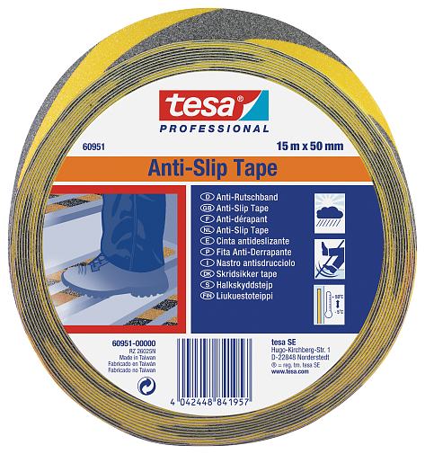 Banda Adeziva Antialunecare Galben/Negru 15M 50mm Tesa