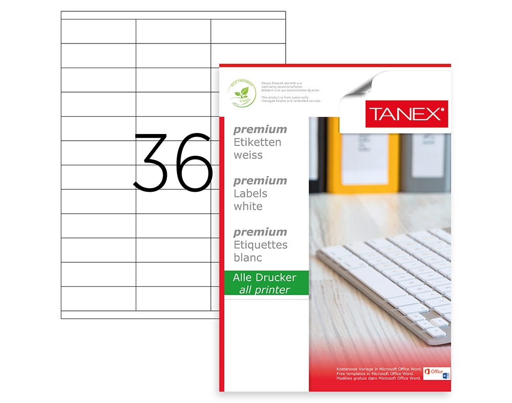 Etichete 36/A4 70*23mm Colturi Drepte 100/Top Tanex