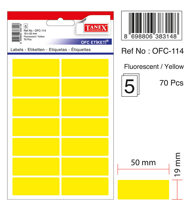 Etichete 19*50mm Colturi Rotunde Galbene 70/Set Tanex