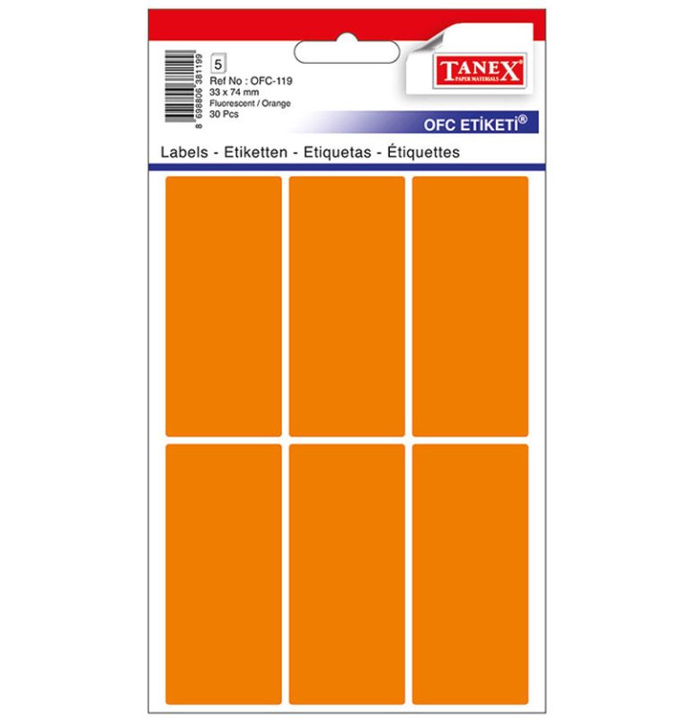 Etichete 33*74mm Colturi Rotunde Portocalii 30/Set Tanex