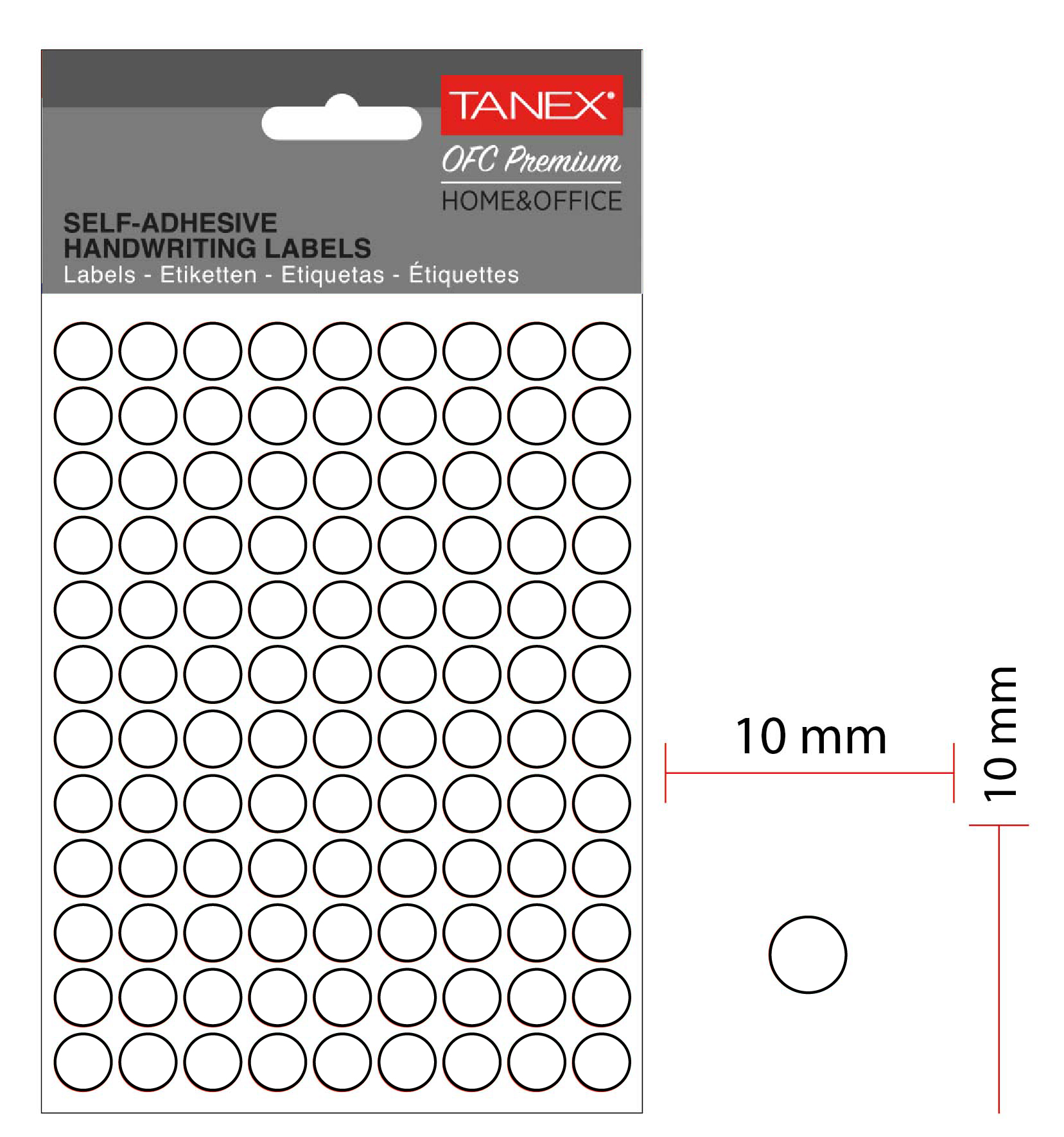Etichete Rotunde 10mm Albe 1080/Tipla Tanex