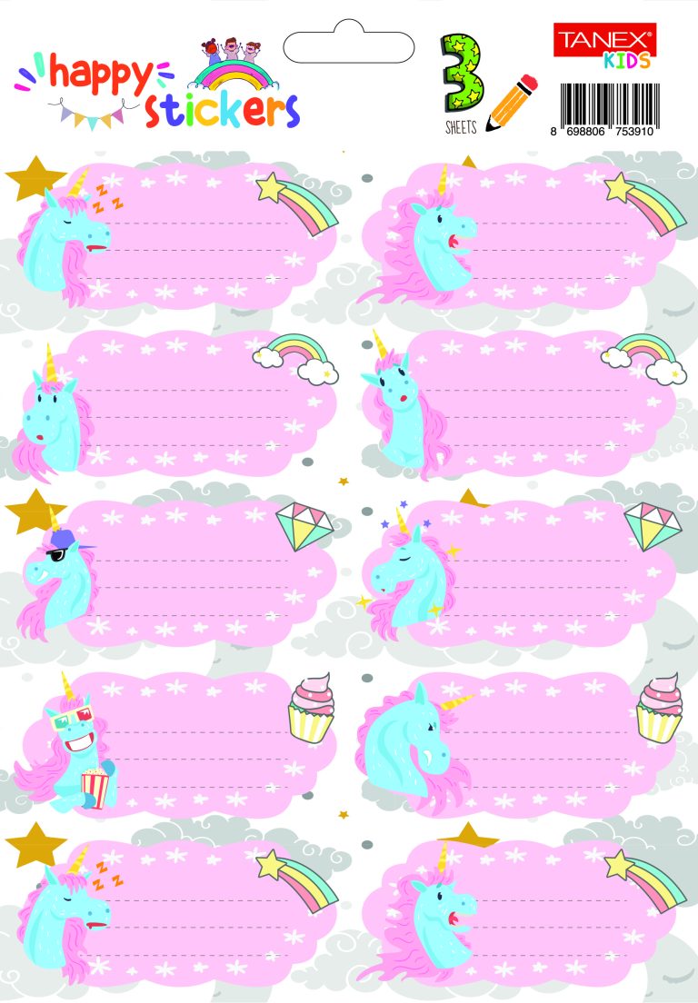 Etichete Scolare 30/Set Unicorni Tls-727 Tanex