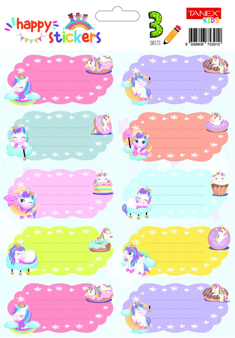 Etichete Scolare 30/Set Unicorni 2 Tls-734 Tanex