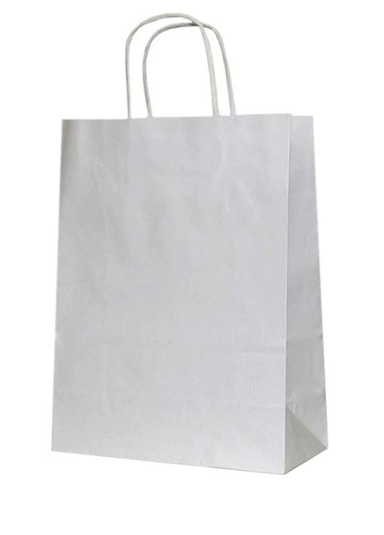 Pungi Hartie 32X12X41cm Alba Maner Rasucit