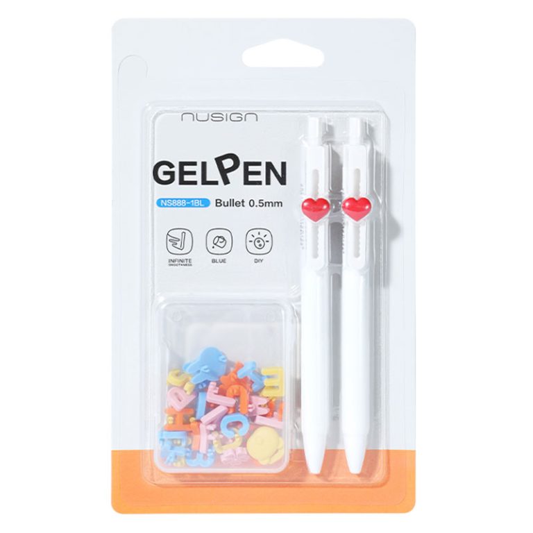 Blister 2 Pixuri Cu Gel Cu Mecanism 0,5mm Albastru + 1 Set Litere Puzzle Nusign Deli