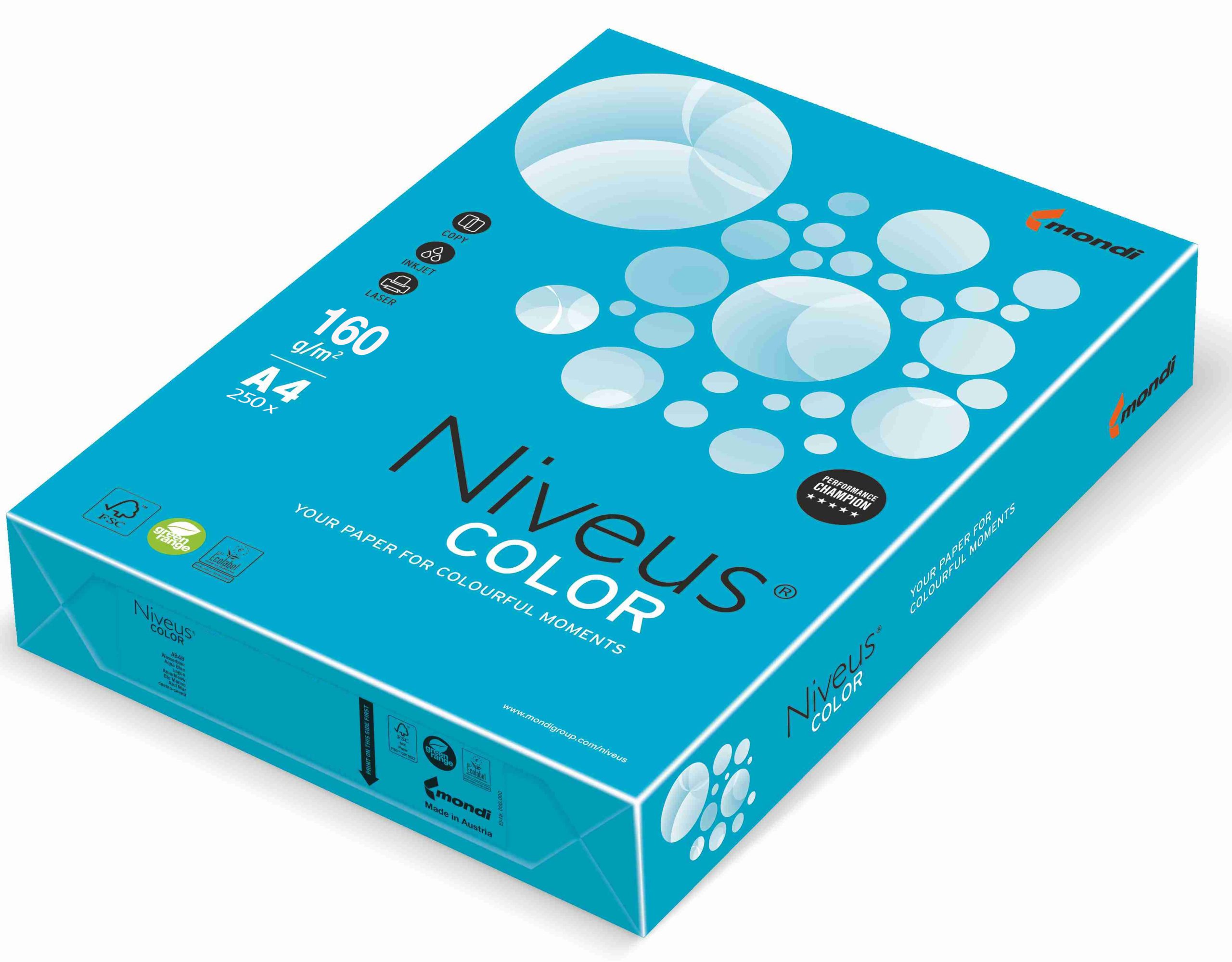 Carton Copiator A4 Albastru Aqua Intens 160g 250/Top Ab48 Niveus