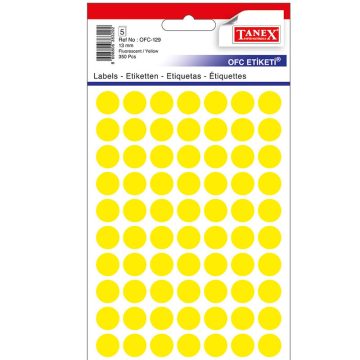 Etichete Rotunde 13mm Galbene 350/Tipla Tanex