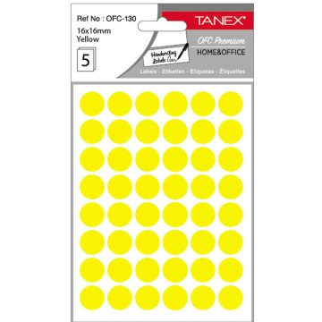 Etichete Rotunde 16mm Galbene 240/Tipla Tanex