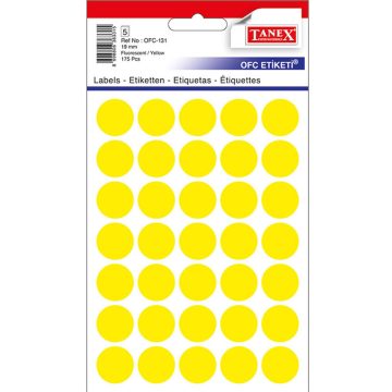 Etichete Rotunde 19mm Galbene 175/Tipla Tanex