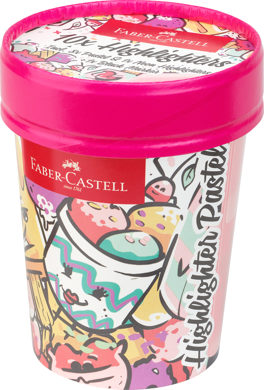 Set 10 Textmarkere Pastel Editie Speciala Cutie Inghetata Faber-Castell