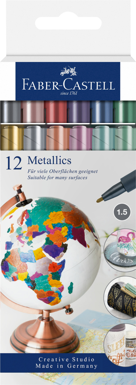 Set 12 Buc Marker Metallics Faber-Castell
