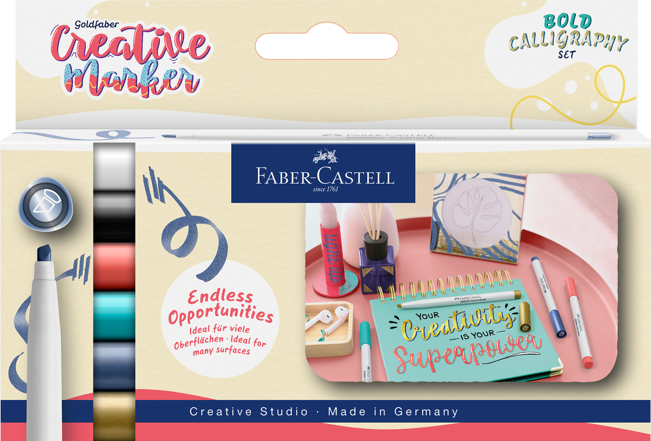 Set 6 Markere Creative Goldfaber Caligrafic C Bold Faber-Castell